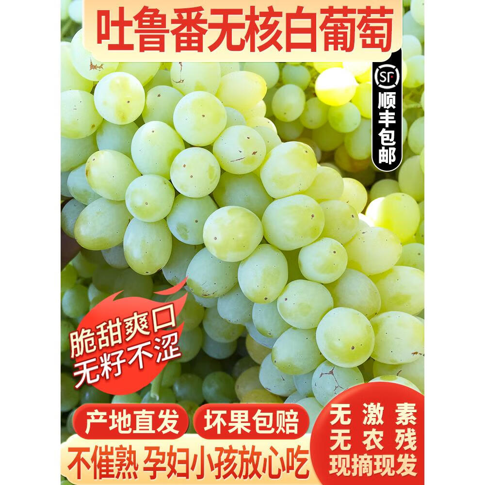 新疆葡萄吐鲁番无核白葡萄新鲜水果无籽青提整箱4斤顺丰 4斤