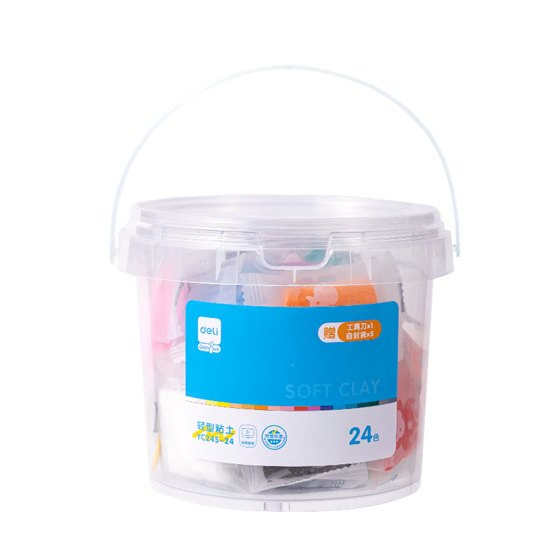 得力（deli）24色超轻粘土橡皮泥桶装非彩泥儿童玩具黏土节日生日礼物