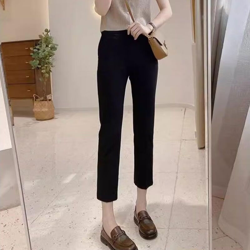 GIOIO筷子腿休闲烟管裤女2025秋冬新款高腰显瘦修饰腿型直筒小脚西装裤 九分裤 ( 身高155-160) 加绒 L (建议体重105-114斤)