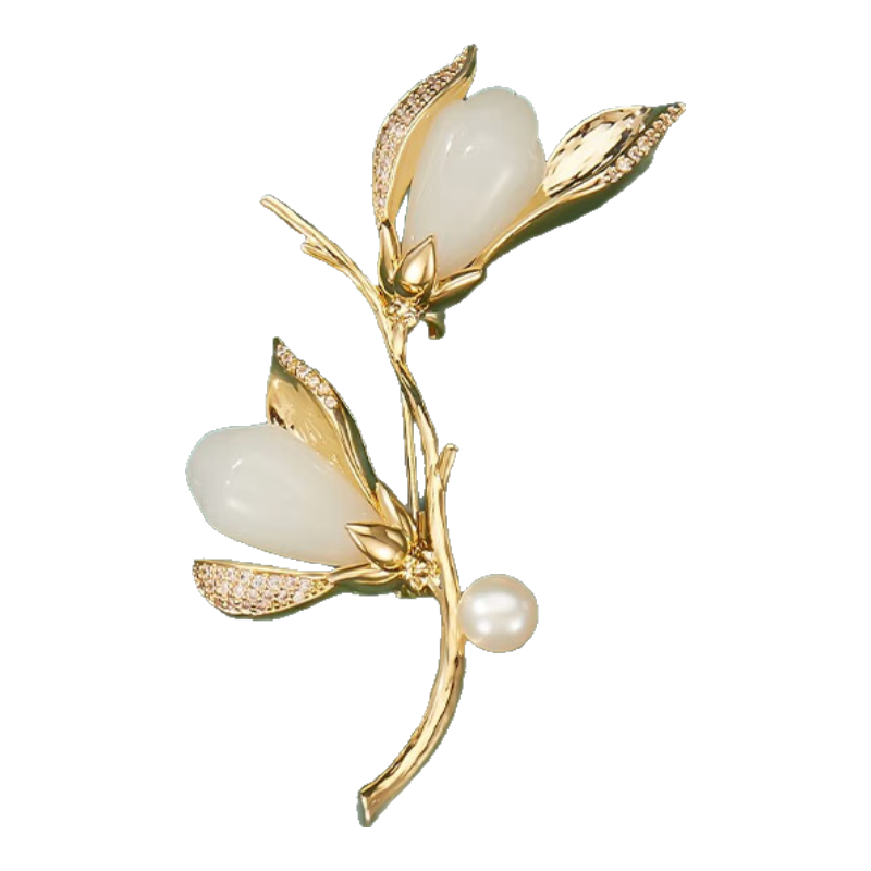 Jay 玉蘭花胸針女珍珠胸花母親節生日禮物送長(cháng)輩媽媽婆婆