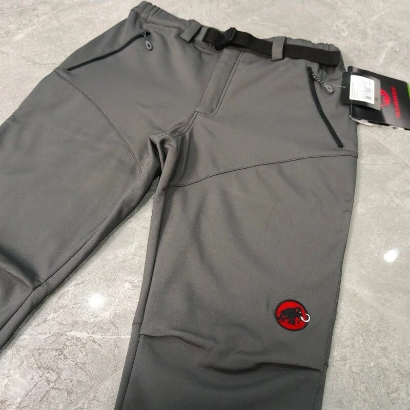 猛犸象秋冬加绒厚款男裤户外软壳裤通勤骑行防风保暖抓绒裤休闲裤直筒裤 深灰色 XL