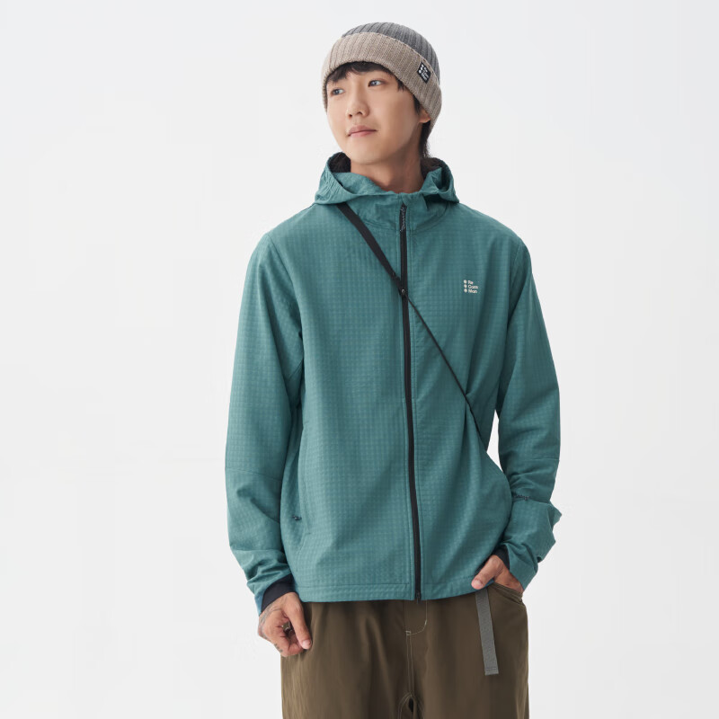 RECOMMON抓绒衣男户外运动轻量保暖防泼水透气连帽软壳冲锋外套秋 青绿 L