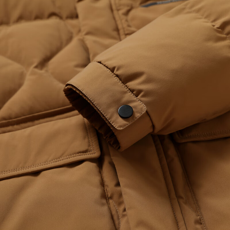 雪中飞秋冬新款男士休闲防风保暖工装大口袋立领连帽羽绒服 黑色|8056 XL /180/96A