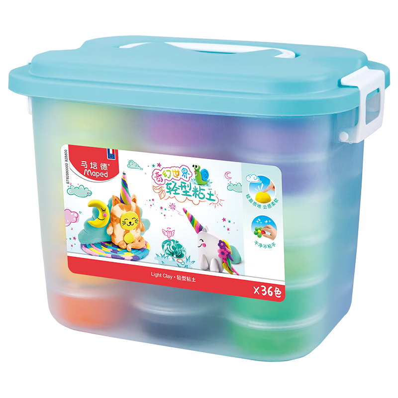 馬培德Maped 36色超輕粘土兒童無(wú)毒無(wú)味 小學(xué)生彩泥太空橡皮泥幼兒園黏土手工diy玩具兒童節禮物828800CH