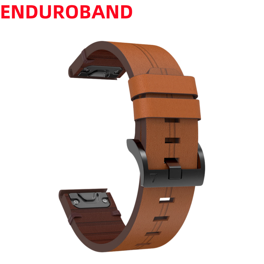 ENDUROBAND适用于佳明Garmin表带Fenix8/7X/7pro/6/5/965/955真牛皮质手表表带快拆表带腕带 棕色 佳明【22mm宽接口】