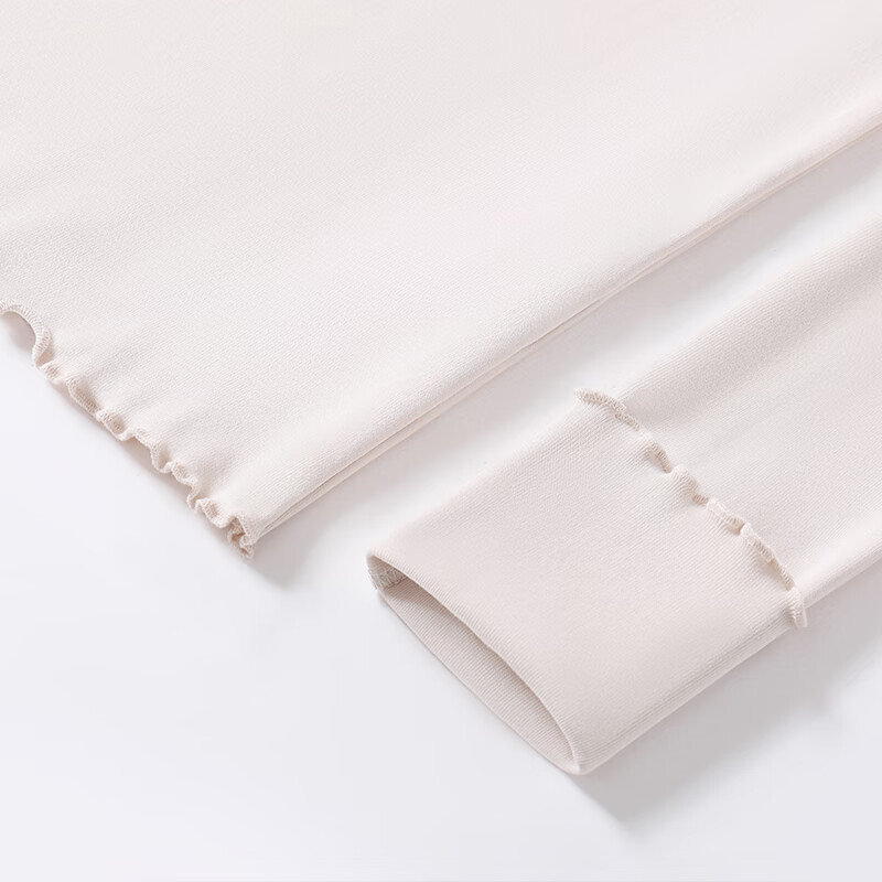 班尼路S&K系列打底衫女装秋冬季新款木耳边设计感长袖修身内搭上衣服2 白#水彩荔枝k S