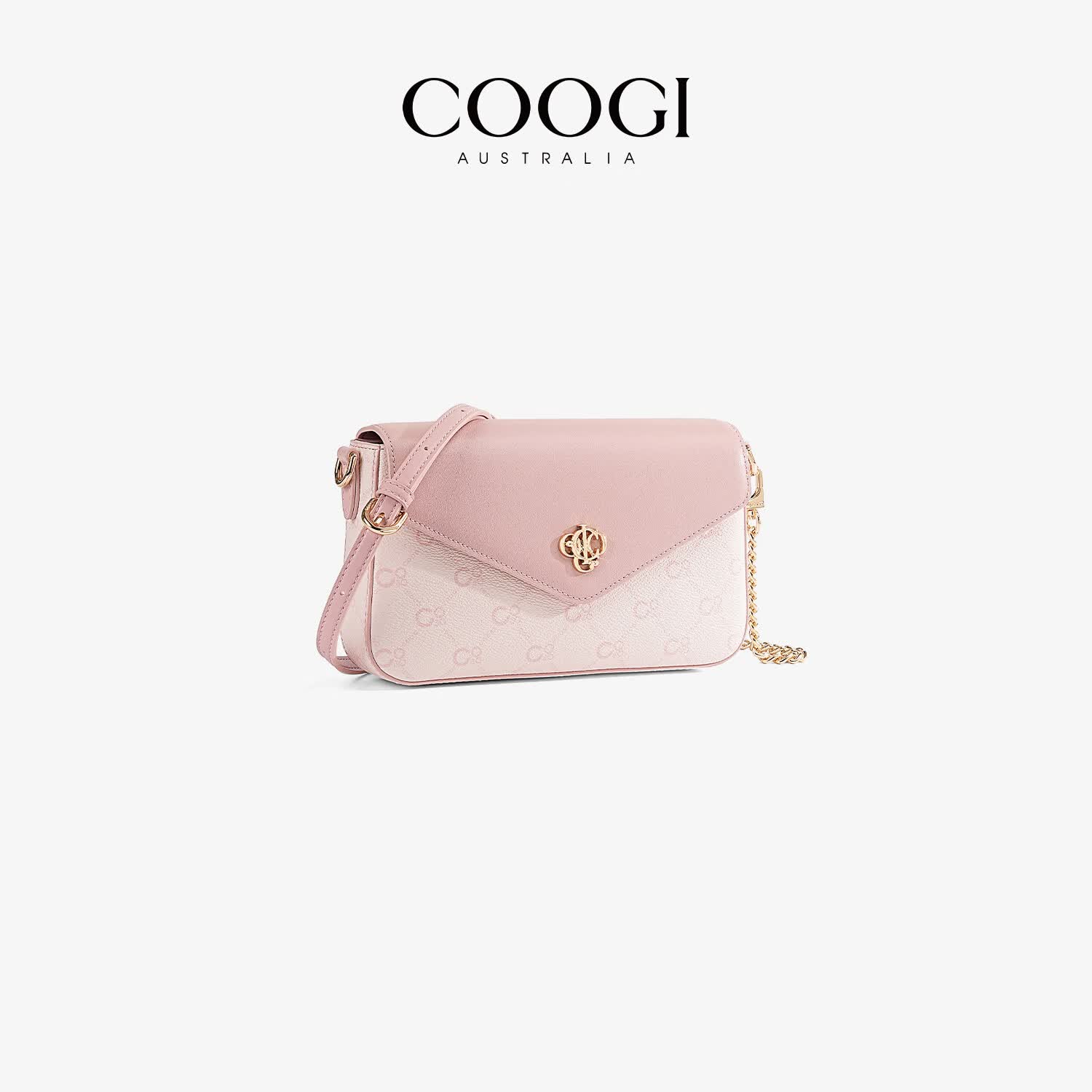 COOGI包包女包奢侈品牌2025新款单肩斜挎包圣诞元旦节礼物送女友老婆  粉色 23*5*16cm