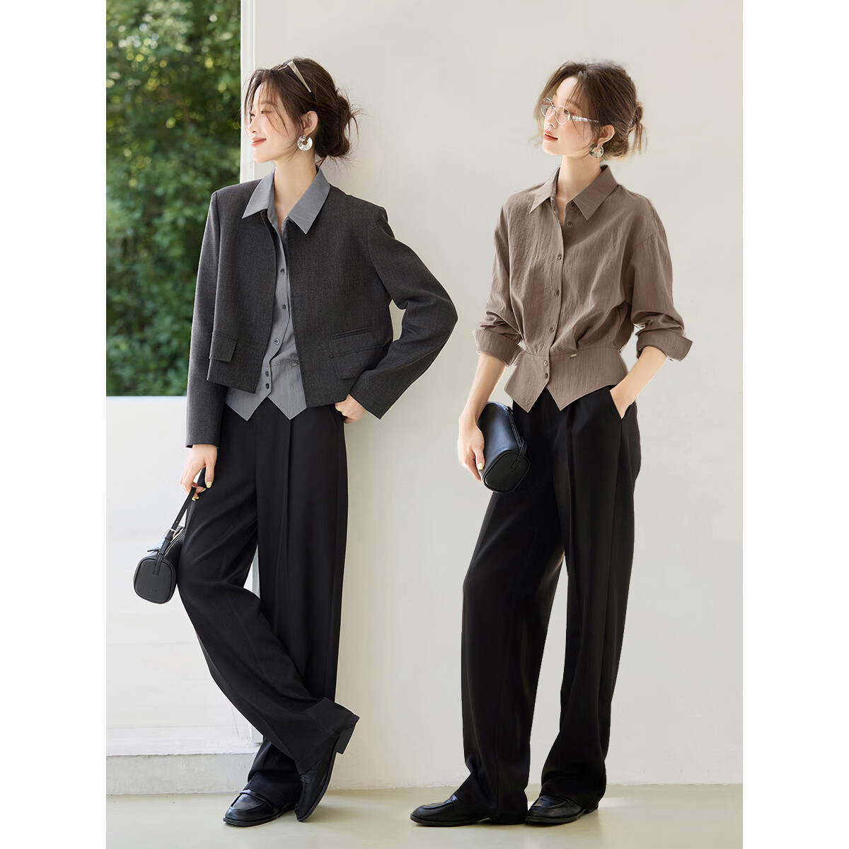 沫晗依美【精致实用主义】秋季新款设计感收腰显瘦百搭时髦翻领通勤衬衫女 咖色 2XL