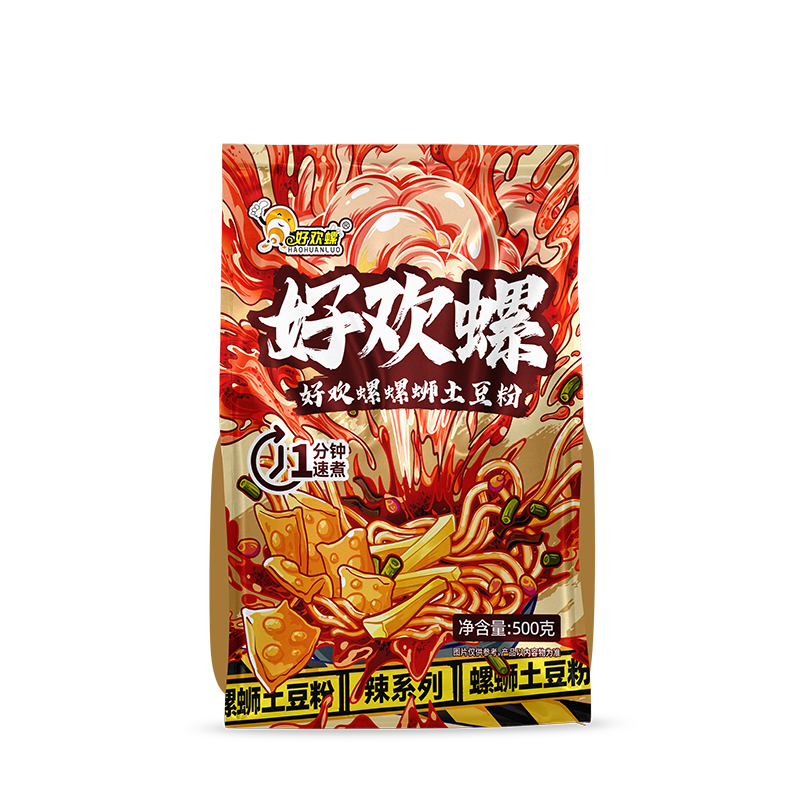 好欢螺螺蛳土豆粉500g  Q弹爽滑 1分钟速煮 螺蛳粉酸辣方便速食宵夜零食