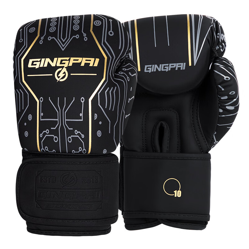 競派成人和男子拳擊手套，散打手套，泰拳訓練，實(shí)用沙袋 黑色【加厚超纖皮_乳膠內膽】 8oz