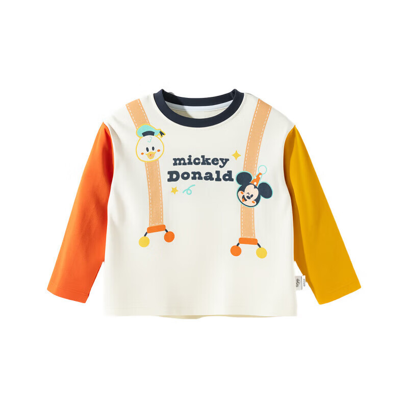 迪士尼（Disney）秋季新款童装男女儿童米奇卡通透气百搭纯棉亲肤7A级抗菌 ZD3ES015黄红 140