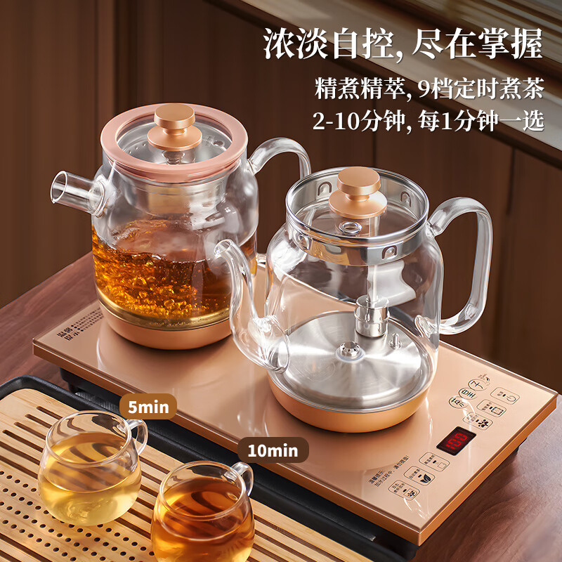 茶皇子（CHAHUANGZI）底部全自动上水电热烧水壶泡茶专用玻璃茶台电茶壶茶桌嵌入式一体 XH-T5N 1L ZC2-M（煮茶款）