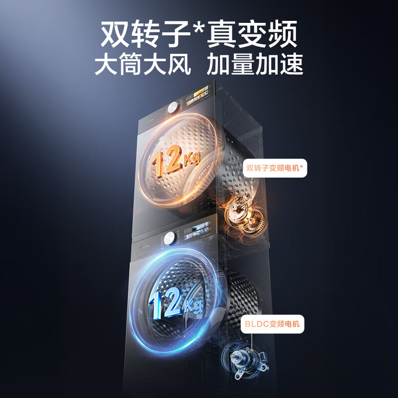 小天鹅(LittleSwan)小乌梅3.0驭风版 洗烘套装 12KG大容量滚筒洗衣机+热泵烘干机 12VE40PRO+40MAX【超体专用】