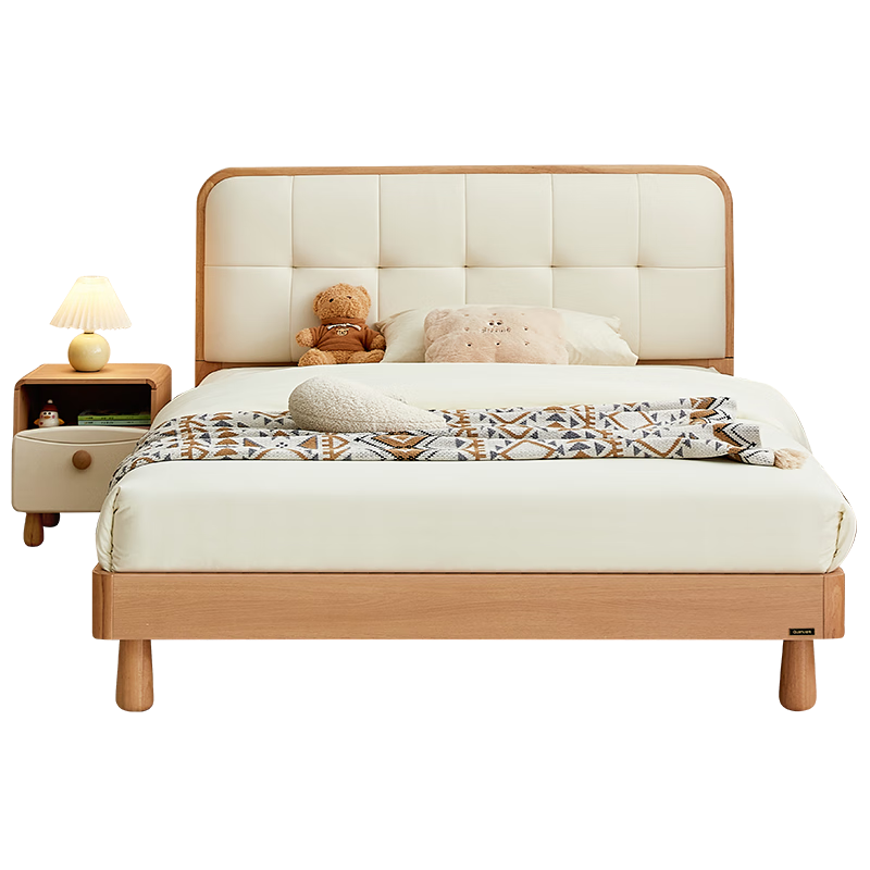 百亿补贴：全友家居软包儿童床原木风小户型卧室儿童床一床两用1.5m单床 1393.14元(含国补)