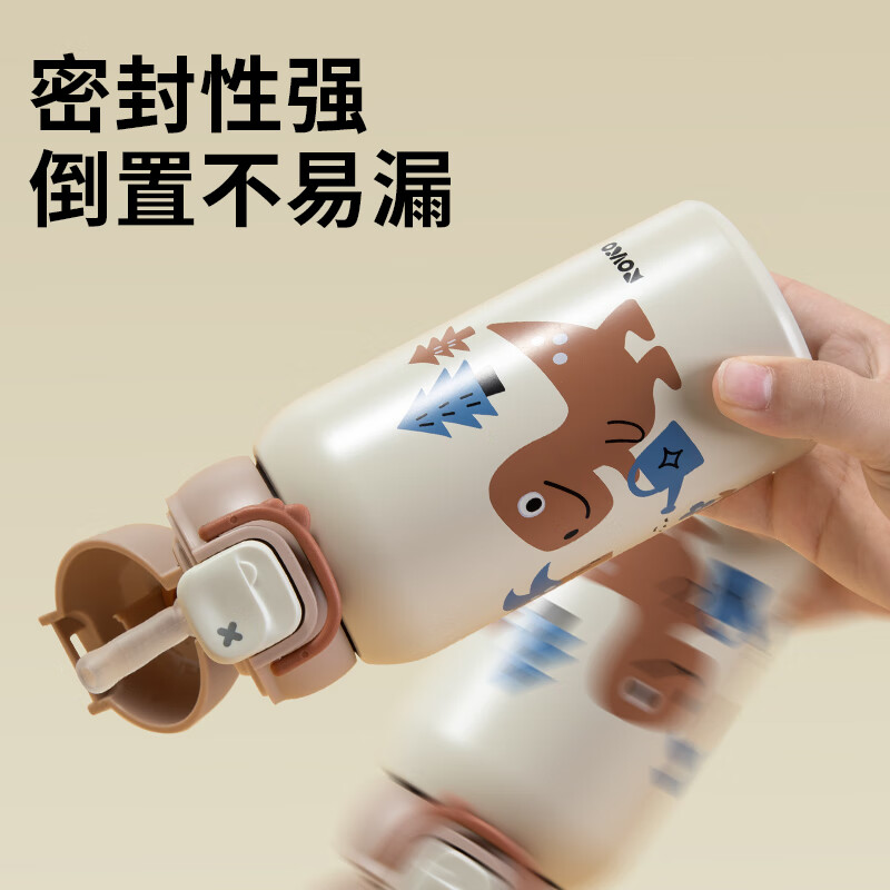 日康（rikang）保温杯 儿童水杯316不锈钢学生杯幼儿园上学专用水杯 【一杯双盖+杯套】B4026蓝色 550ml