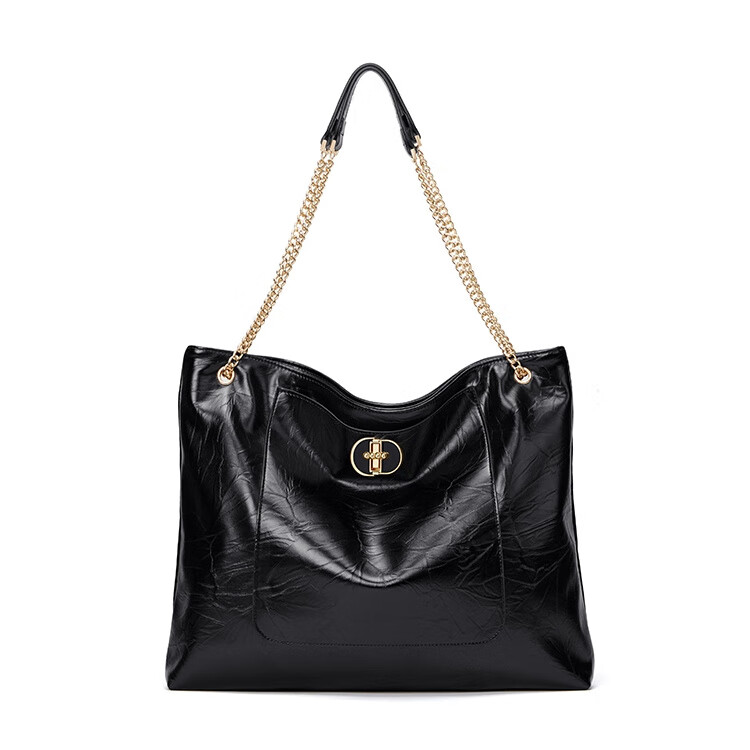 蔻一墨澜单肩托 托特包2025新款大容量电脑包黑色通勤包女大包 黑色_Black_【可放14寸电脑】