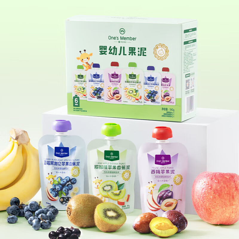 ���ڲ�����1�Ż�Ա�꣨One's Member��Ӥ�׶������Ͽ�ζ ��ʳ��֭����������÷Ӥ��0-3�걦�� 90g*6�� 44.9Ԫ