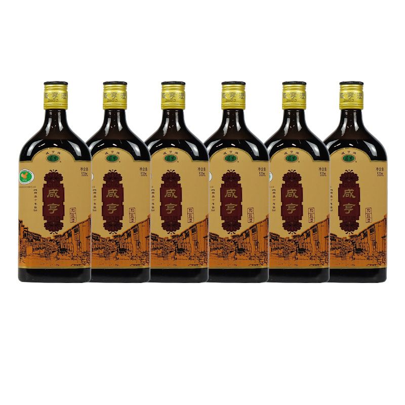 咸亨紹興黃酒咸亨加飯酒精品十年陳半干型花雕酒破損包賠 6 500mL