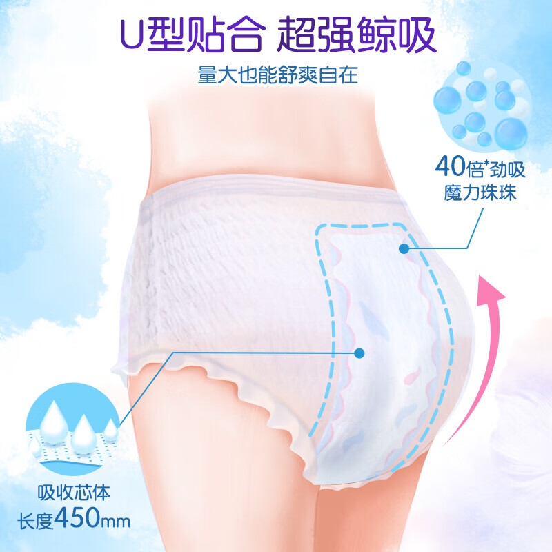 ABC安睡裤夜安裤裤型卫生巾M-L码 超薄棉柔0.2cm夜用安全裤无忧裤 L 9条 100-140斤 夜安裤