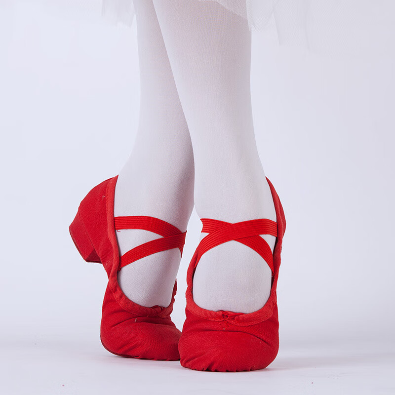 紅舞鞋帆布教師鞋 成人女軟底練功鞋 足尖芭蕾舞鞋跳舞鞋批發(fā) 紅色 33