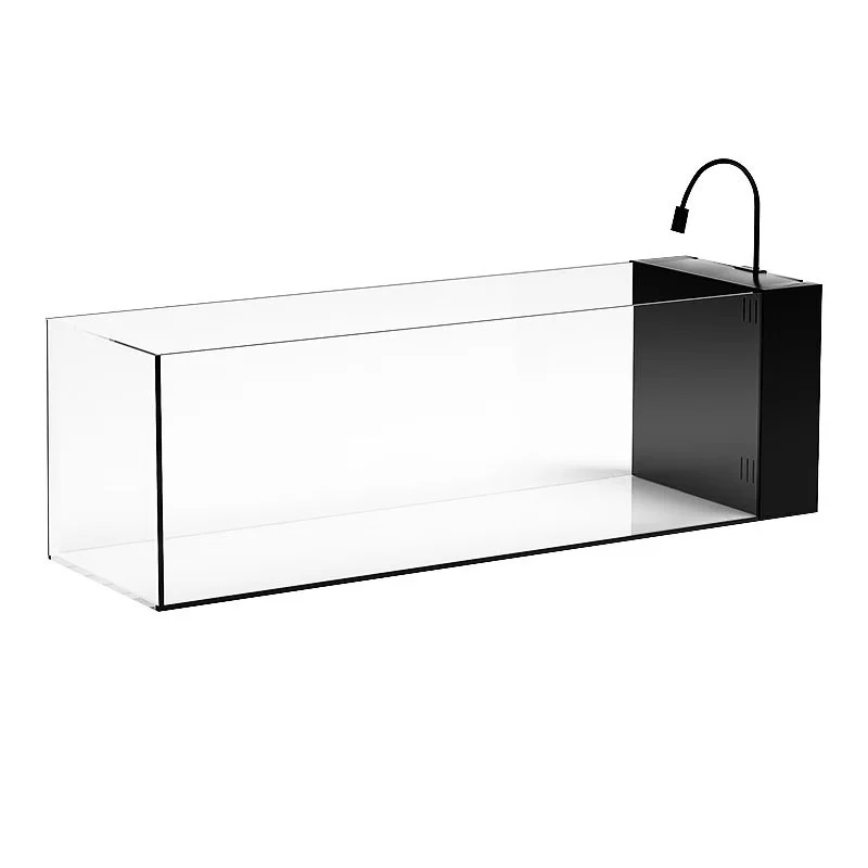 宠小岛溪流鱼缸一体缸2025新款一体式懒人生态造景桌面客厅玄关鱼缸 溪流缸60x20x20【升级带盖款】赠溪流石