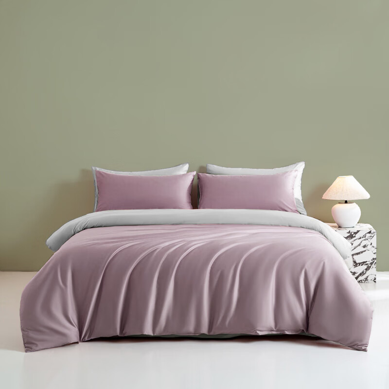 AIDLI 床上四件套纯棉A类100支贡缎新疆长绒棉双人全棉酒店裸睡套件 浅芋色-奶灰 1.5/1.8m床 床单款 被套200*230cm