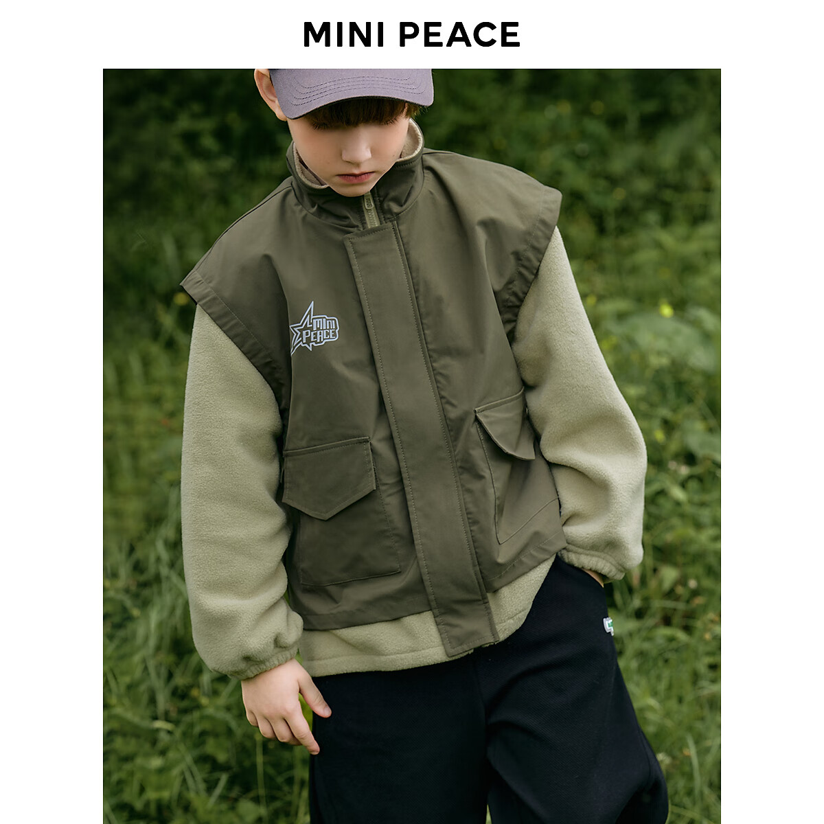 MiniPeace太平鸟童装秋新男童夹克FABCF111G 灰绿色 140cm