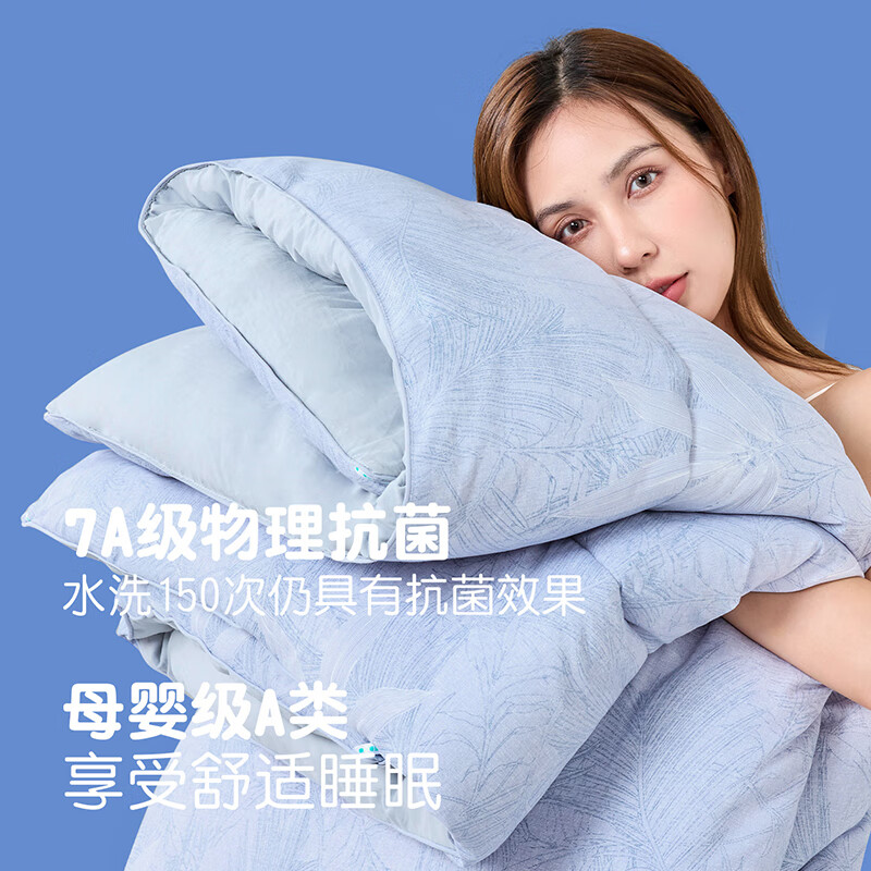 匹鲁儿童被子被芯A类可机洗抗菌玛雅印花被学生春秋被单双人四季被子 玛雅蓝-春秋被 150*200cm