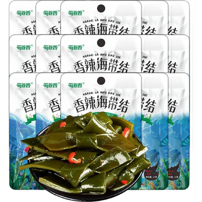 蜀道香海帶結(jié)24g*15袋香辣海味休閑零食即食四川特產(chǎn)小吃小包裝 香辣海帶結(jié)-360g