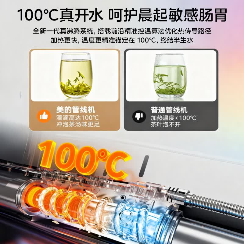 美的(Midea)管线机 家用净水器伴侣 真沸腾 升级UV杀菌壁挂式直饮机速热饮水机净饮机MG239-R 藏青色 即热型
