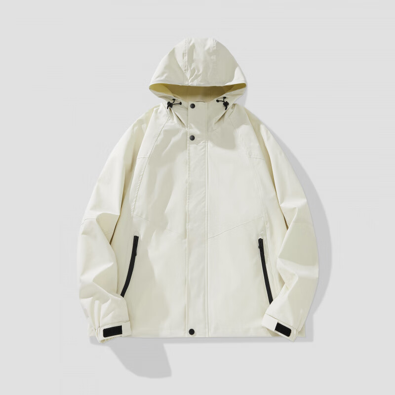 仓石一树户外冲锋夹克男士春秋季宽松套头潮流立领拉链连帽休闲上衣外套 榛果灰 4XL (200-220斤) 京东折扣/优惠券