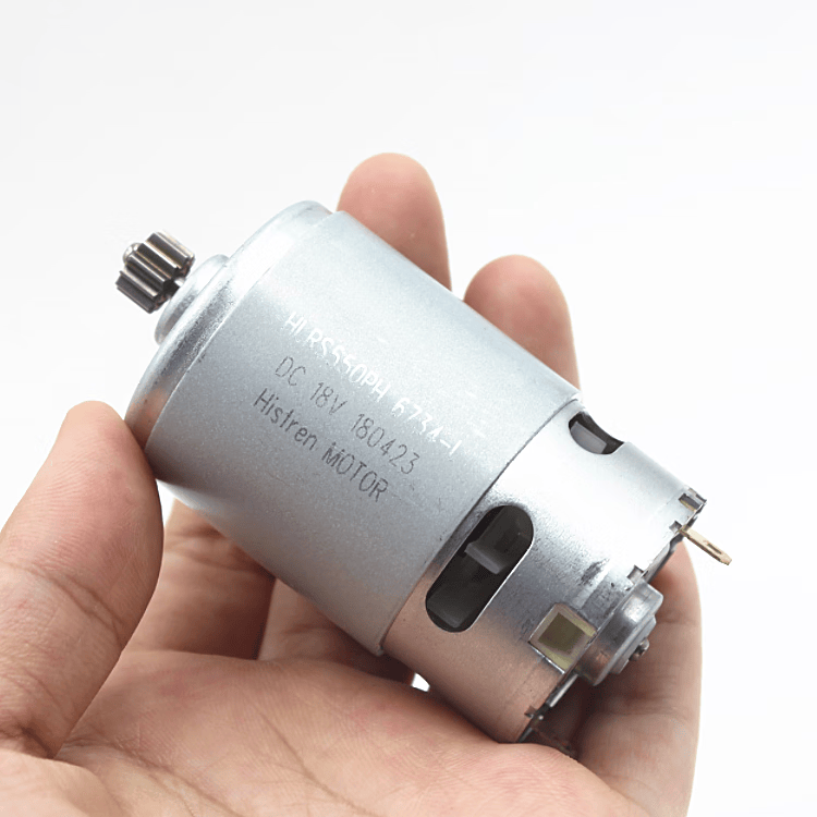 哩嗹啰嗹锂电钻手电钻高速强磁碳刷齿轮铜线圈马 550电机dc18v 带12齿
