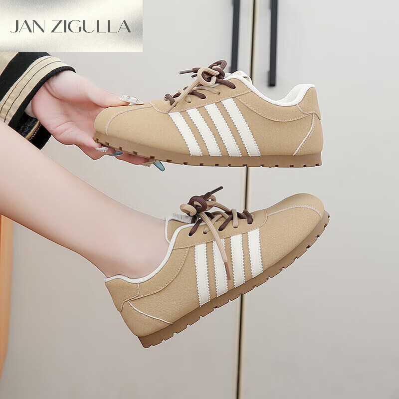 JAN ZIGULLA女士鞋子2025的新款休闲久站不累脚小众丑萌德训秋季chic设计感 安哥拉红 40