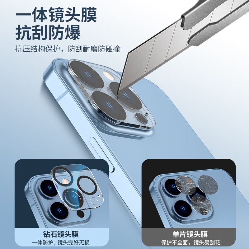 MPPMCK镜头贴适用14苹果13镜头膜iPhone15pro max 16手机贴膜12ProMax钢化膜11后摄像头14plus全包保护圈 【3D一体镜头膜】全透明款-2片装 iPhone 16