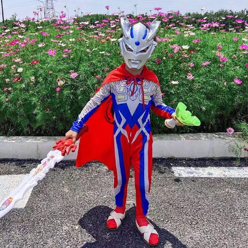赛罗奥特曼衣服男童儿童节迪迦奥特曼儿童演出连体服cosplay套装 欧布连体衣+手套+面+剑+灯+披+器 150 【建议身高140-150】