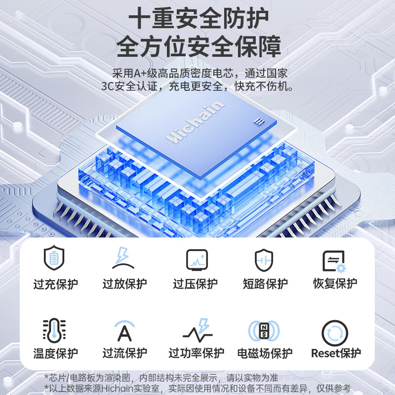 Hichain和昌充电宝3C认证可上飞机移动电源自带线10000毫安22.5W快充迷你小巧便携大容量通用苹果16/17pro 【22.5W快充】自带双线10000mAh紫