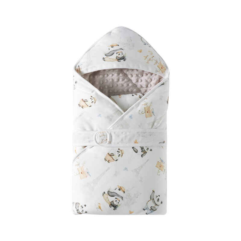 ELLE BABY婴儿抱被新生儿襁褓蓄热暖云绒秋冬款可扩展睡袋护肚A类防漏风 巴黎之旅 270g