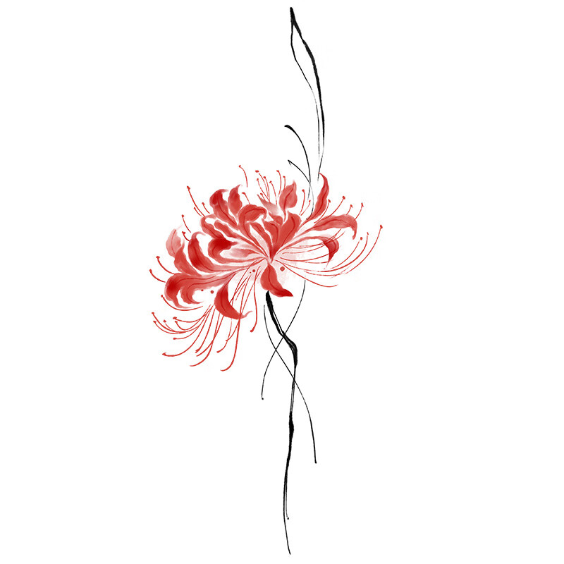 溥畔彼岸花纹身贴香蕉花纹身贴纸防水女性长效彩色贴纸手腕手臂高端覆