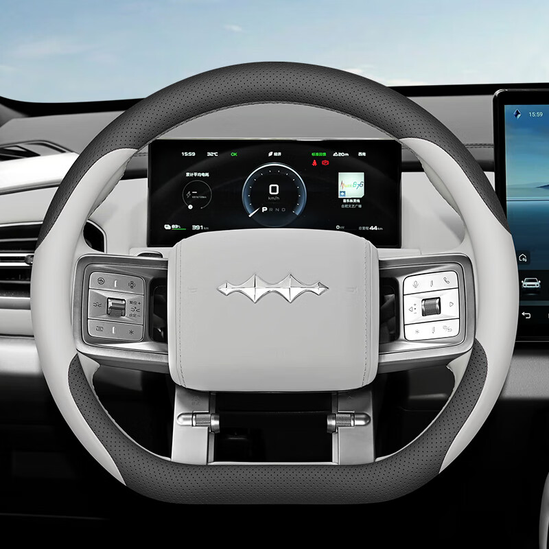 MDNG2025款方程豹钛3方向盘套真皮智驾版专用豹5/8车内装饰配件用品 方程豹专用【灰白】超薄纳帕皮 方程豹钛3