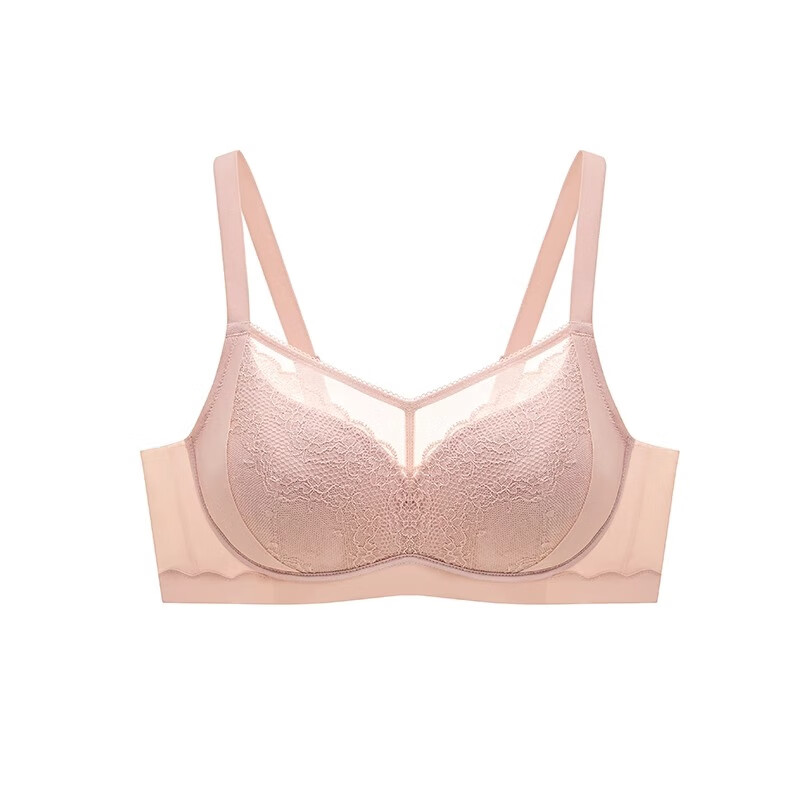 曼妮芬【软支撑】曼妮芬内衣女夏薄款无钢圈文胸薄舒服蕾丝大胸显小胸罩 粉色 80D 75E可拍
