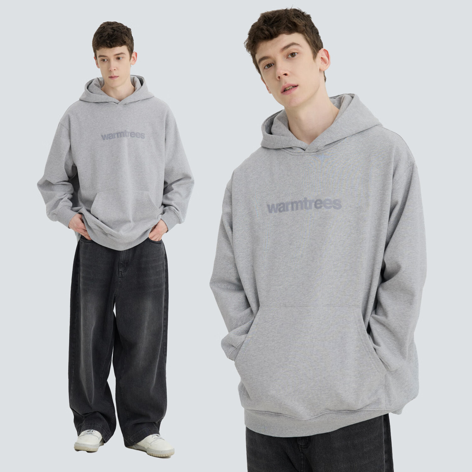 warmtrees美式连帽卫衣男秋冬季新款上衣服宽松长袖青少年学生运动外套 玫红色 S