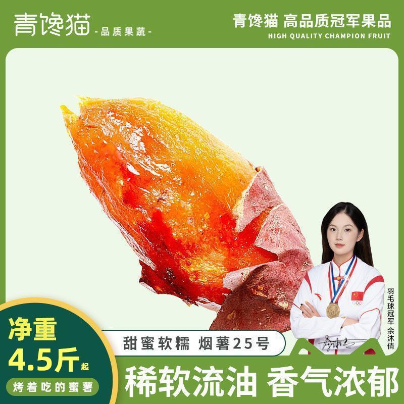 青馋猫正宗山东烟薯25号新鲜蜜薯地瓜 糖心流油番薯烤红薯店同款烟薯 带箱5斤 【单果3-8两】