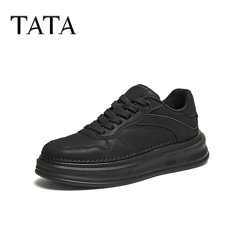 他她（TATA）2025秋商场同款舒适百搭休闲男鞋新款板鞋VQM01CM5 黑色 43