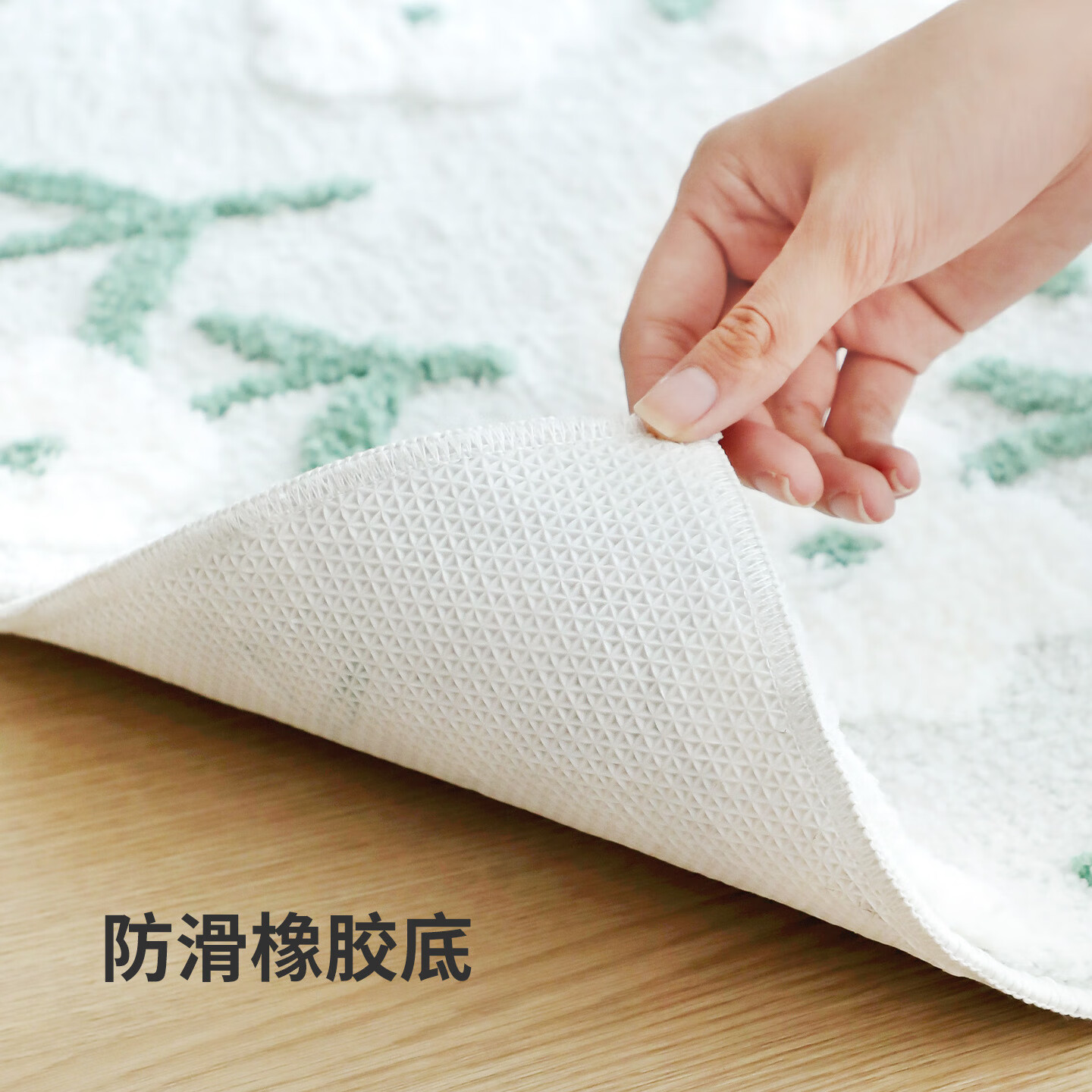 霜山脚垫入户门玄关换鞋垫家用簇绒防尘垫客厅卧室小清新防滑地垫 【格纹】大号(长76*宽48*厚1.5cm)