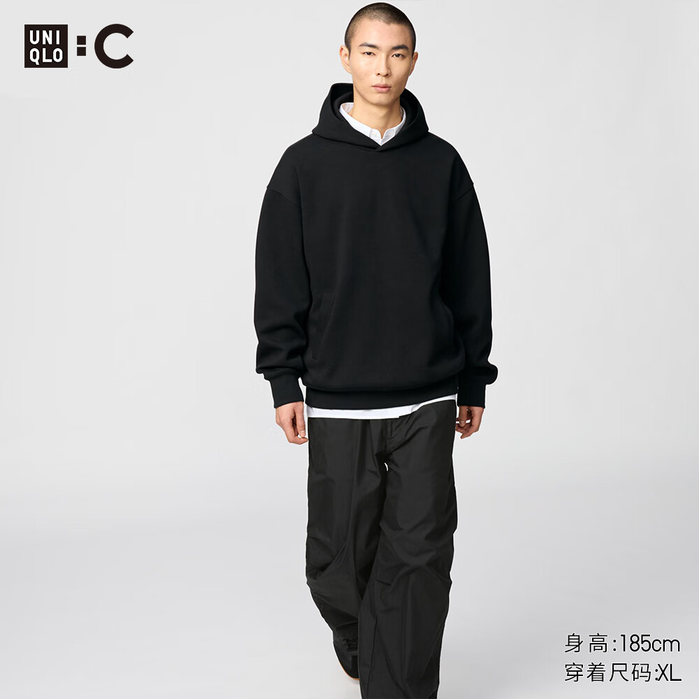 优衣库C系列合作款男女装宽松连帽卫衣长袖运动475379 471808 471808/09黑色 S /165/84A