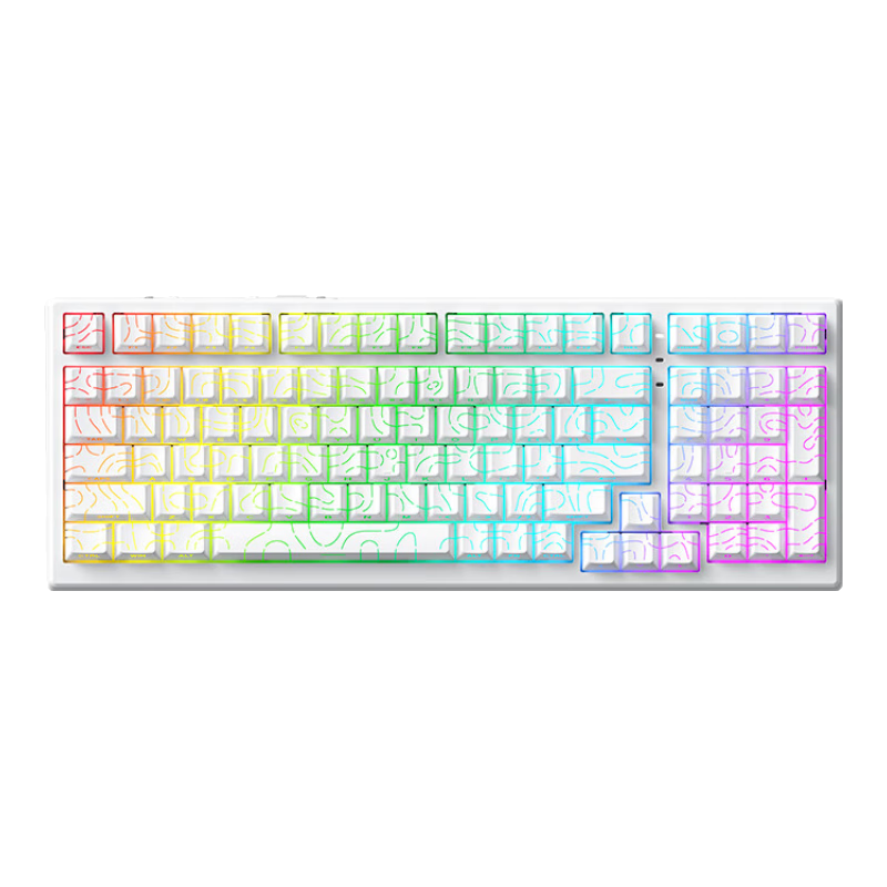 新盟X98Ultra無線機(jī)械鍵盤有線/藍(lán)牙/2.4G三模客制化靜音水蜜桃軸gasket全鍵熱插拔電競游戲辦公筆記本 白色等高線-三模-烏梅子PRO軸-12000毫安 99