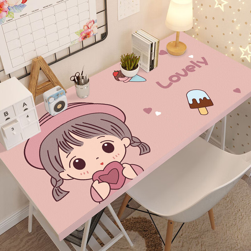 学习桌专用办公室防水课桌垫 冰激凌女孩 定制尺寸请联系客服需改价