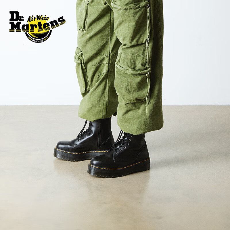 马丁博士（Dr.Martens）Jadon明星同款男女小个子厚底短靴马丁靴 黑色 38