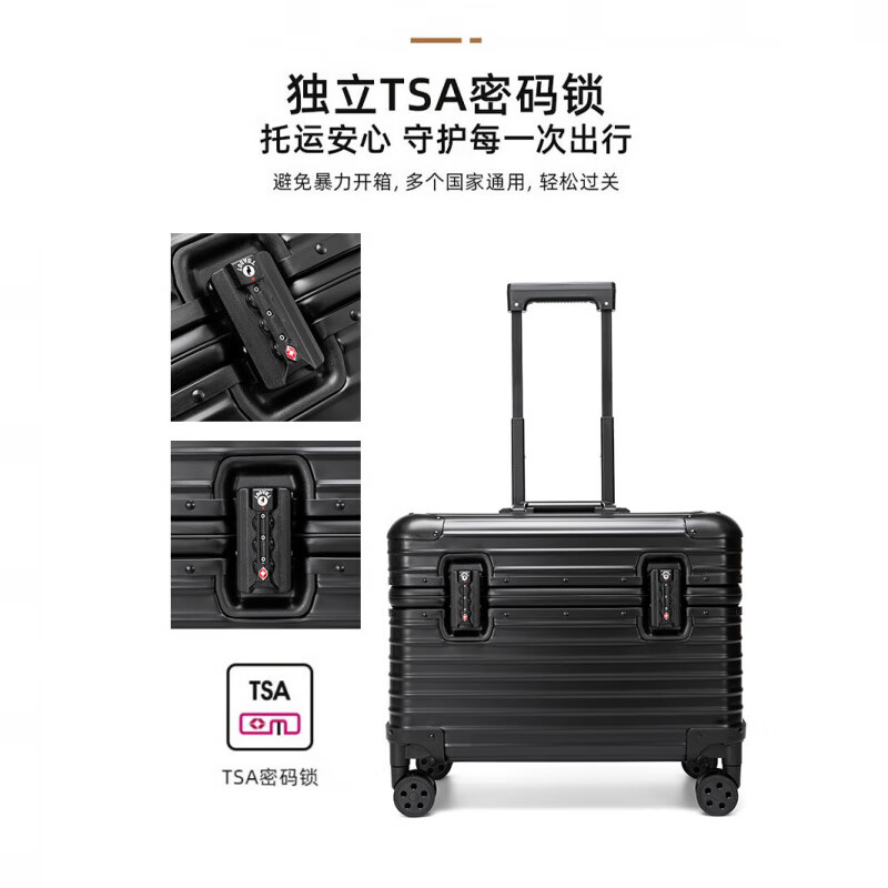 Walker Shop轻奢铝镁合金行李箱上开口摄影箱相机箱设备器材登机箱旅行拉杆箱 银色【送内胆包】 20英寸