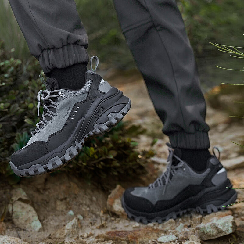 探路者（TOREAD）徒步鞋男春秋新款户外登山轻量化防滑防泼水耐磨运动鞋女 中灰黑色-女 37